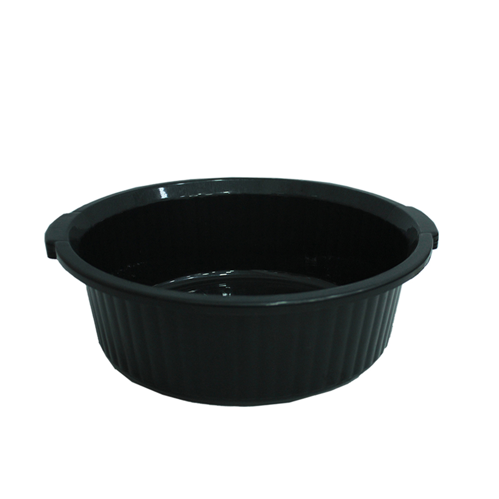 BACIA DE PLASTICO REDONDA CANELADA PRETO COM ALCA 10L 12,5X38,5CM DE Ø