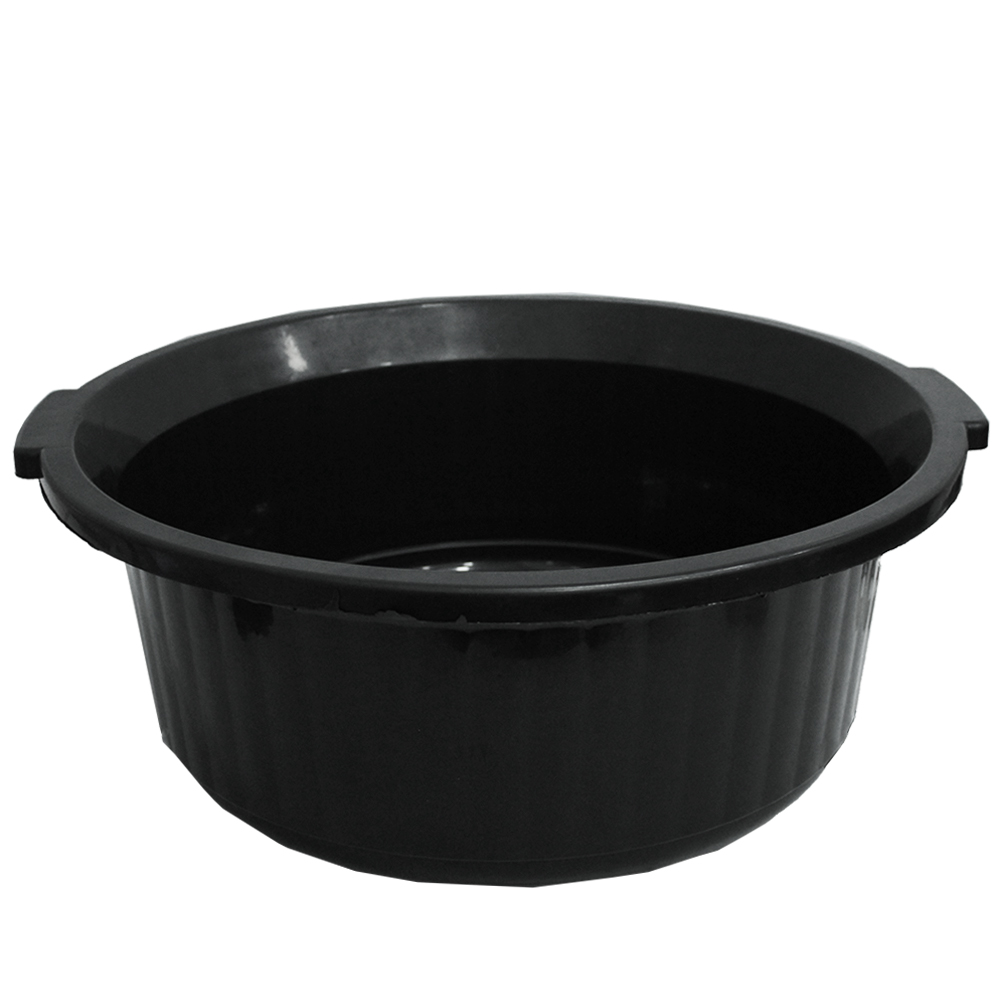 BACIA DE PLASTICO REDONDA CANELADA PRETO COM ALCA 29,5L 20,5X52CM DE Ø