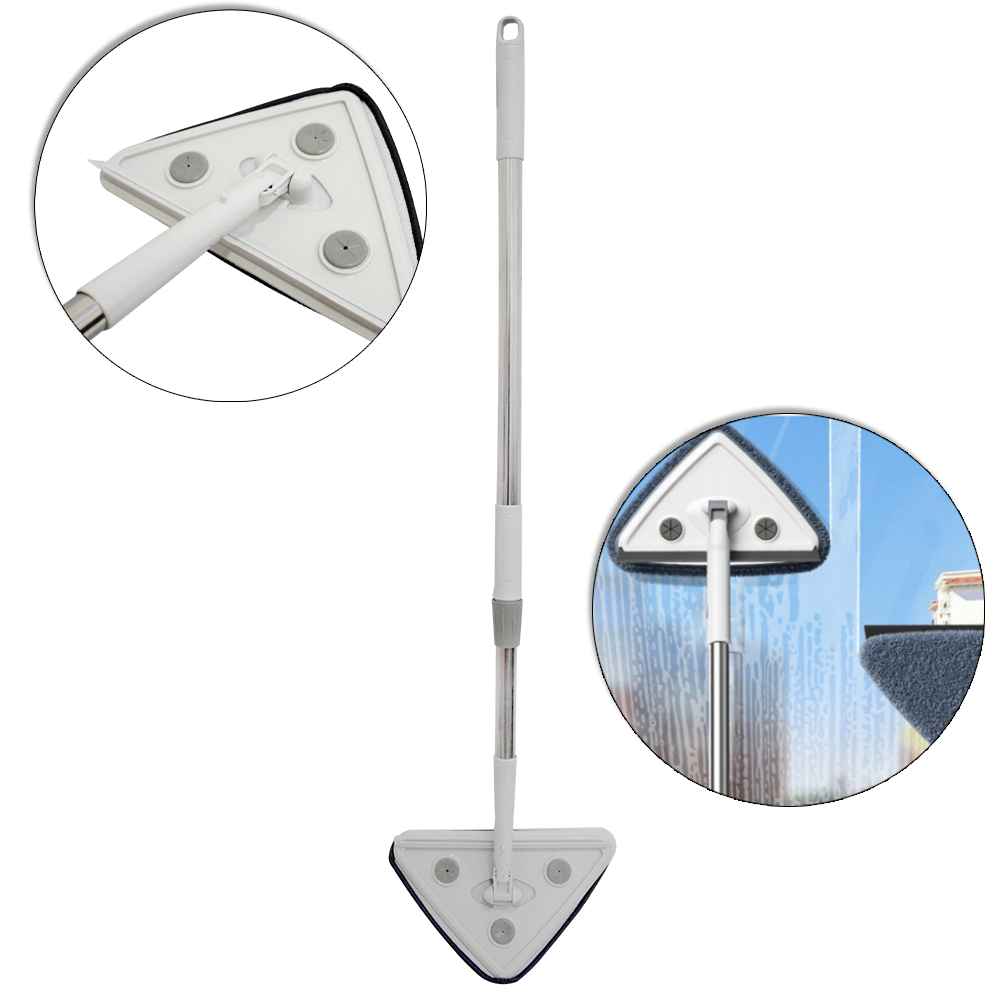 ESFREGAO MOP TRIANGULAR 360º COM 1 REFIL + CABO INOX 125CM