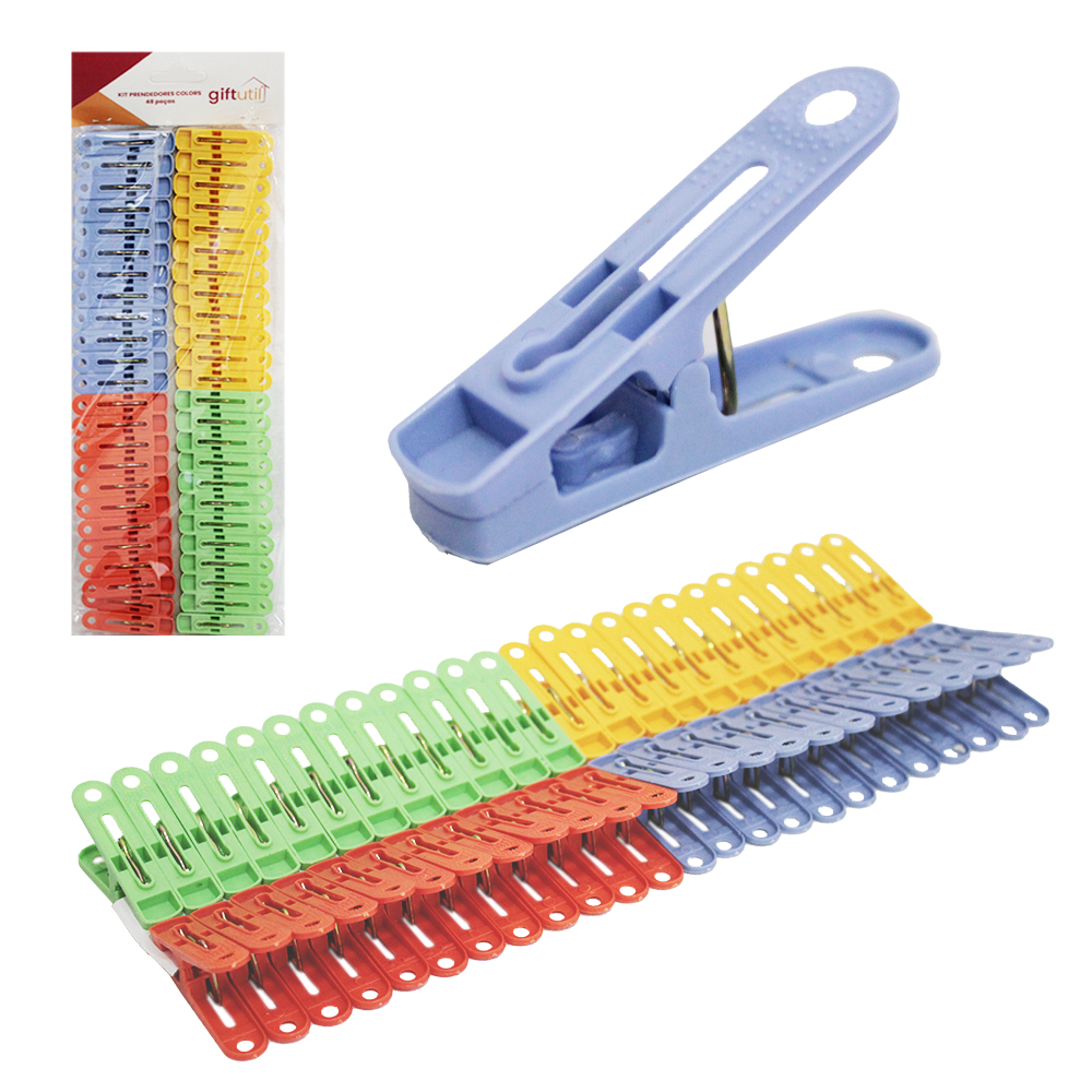PRENDEDOR DE ROUPA DE PLASTICO COM 48 PECAS 5X1CM