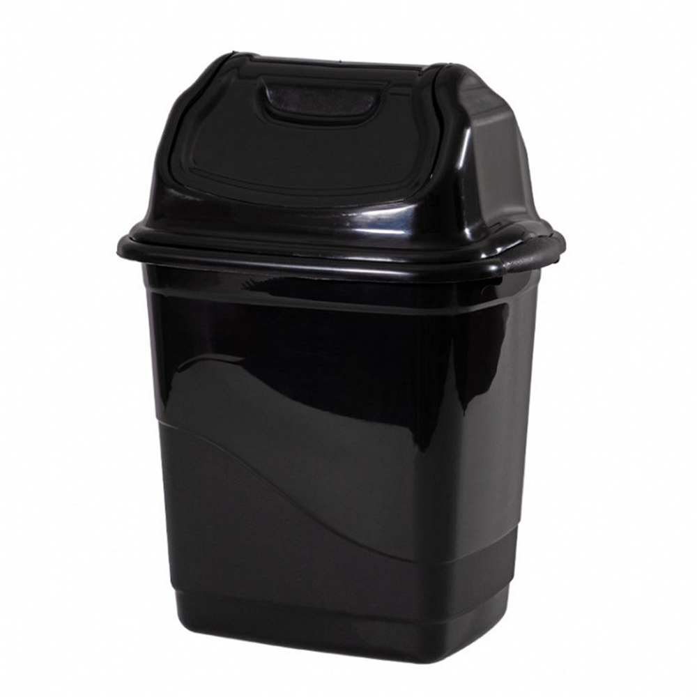 LIXEIRA DE PLASTICO RETANGULAR COM TAMPA BASCULANTE PRETA 10L 38X29,5X21,5CM