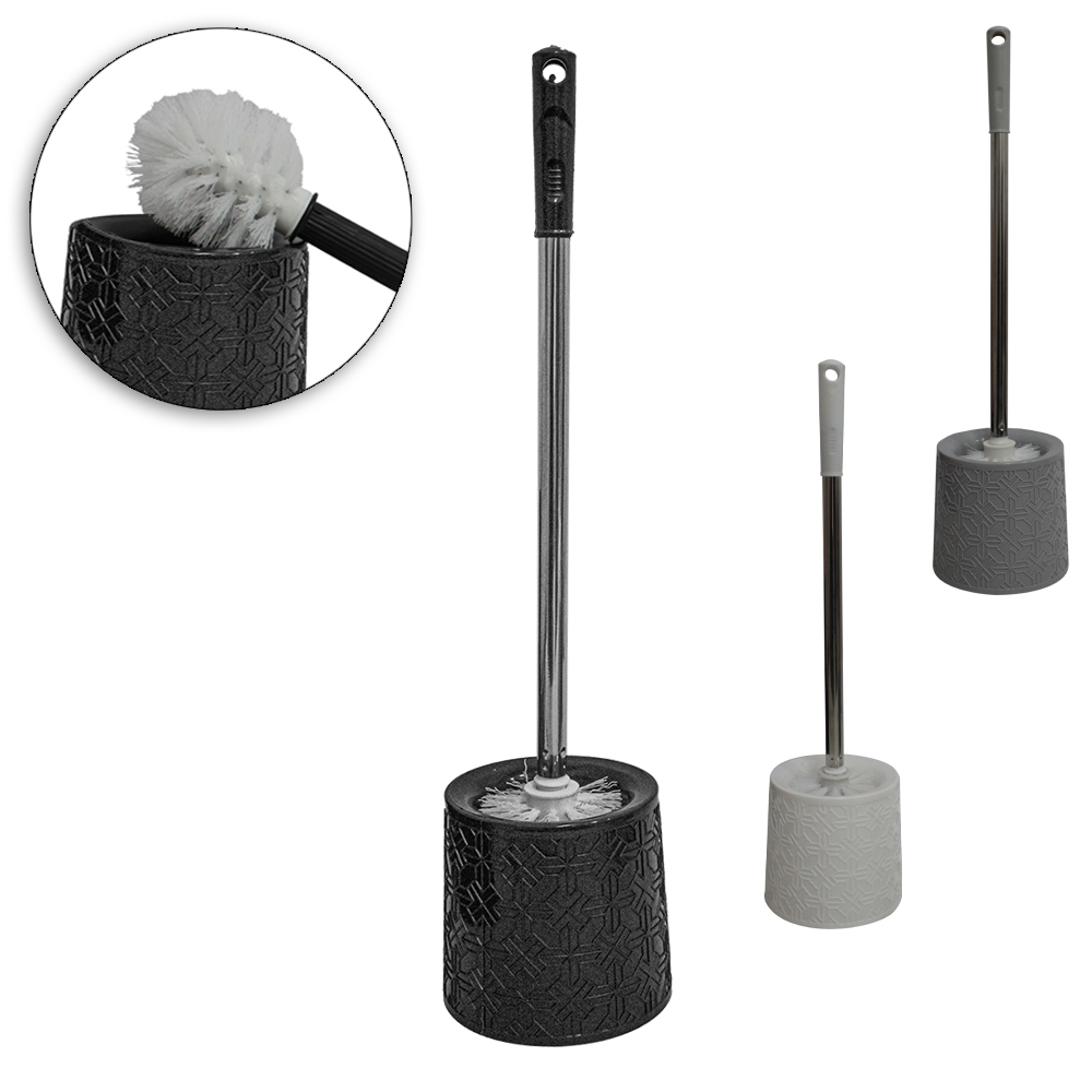 ESCOVA SANITARIA COM SUPORTE DE PLASTICO REDONDO CABO INOX COLORS 52X12,5X11,5CM