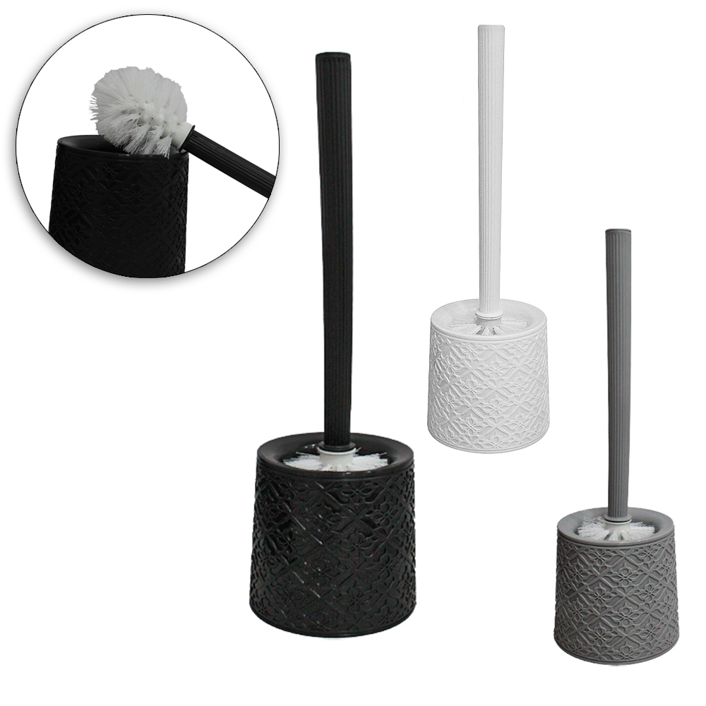 ESCOVA SANITARIA COM SUPORTE DE PLASTICO REDONDO CABO INOX COLORS 52X12,5X11,5CM