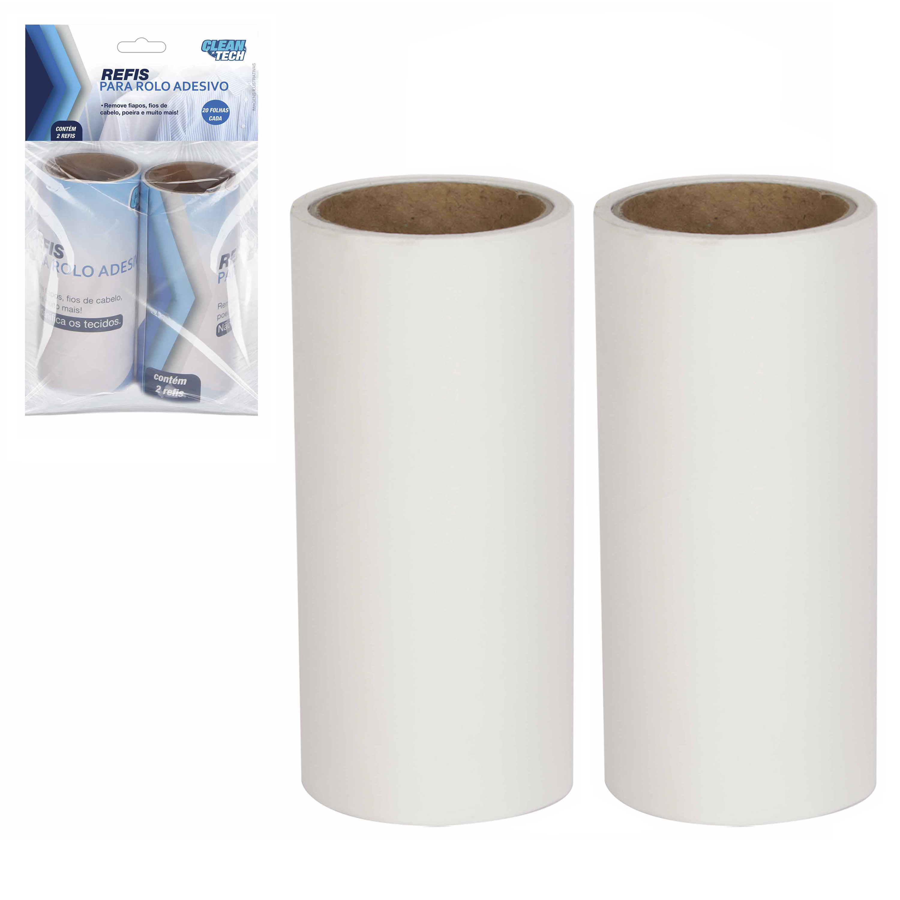 REFIL PARA PAPA BOLINHA / TIRA PELO ROLO DESCARTAVEIS COM 2 PECAS 20 FOLHAS CLEAN TECH