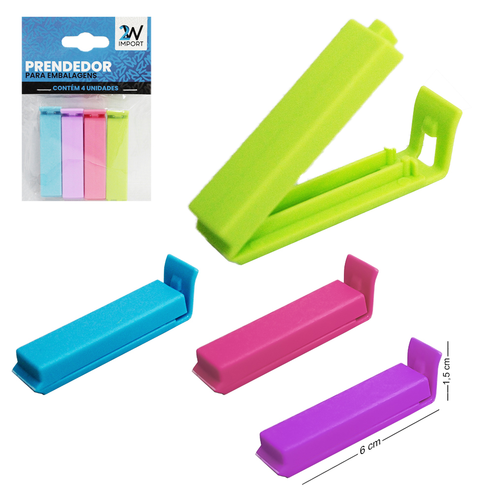 LACRA VEDA EMBALAGEM DE PLASTICO MULTIUSO COLORS COM 4 PECAS 6X1,5CM