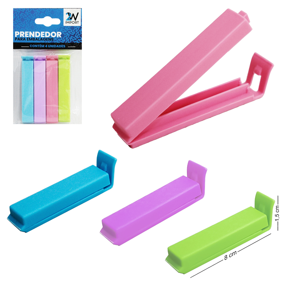 LACRA VEDA EMBALAGEM DE PLASTICO MULTIUSO COLORS COM 4 PECAS 8X1,5CM