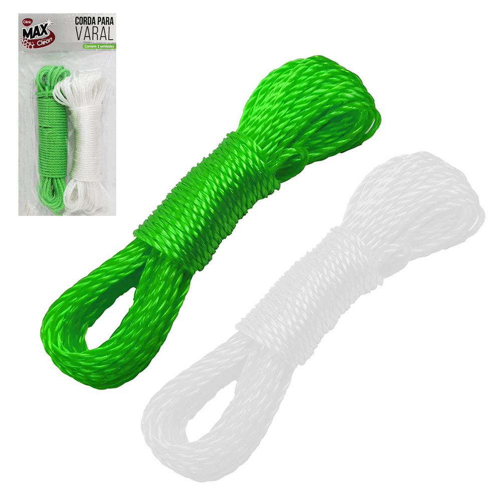 CORDA DE NYLON P/VARAL MAX CLEAN COM 2 PECAS 15MX3MM