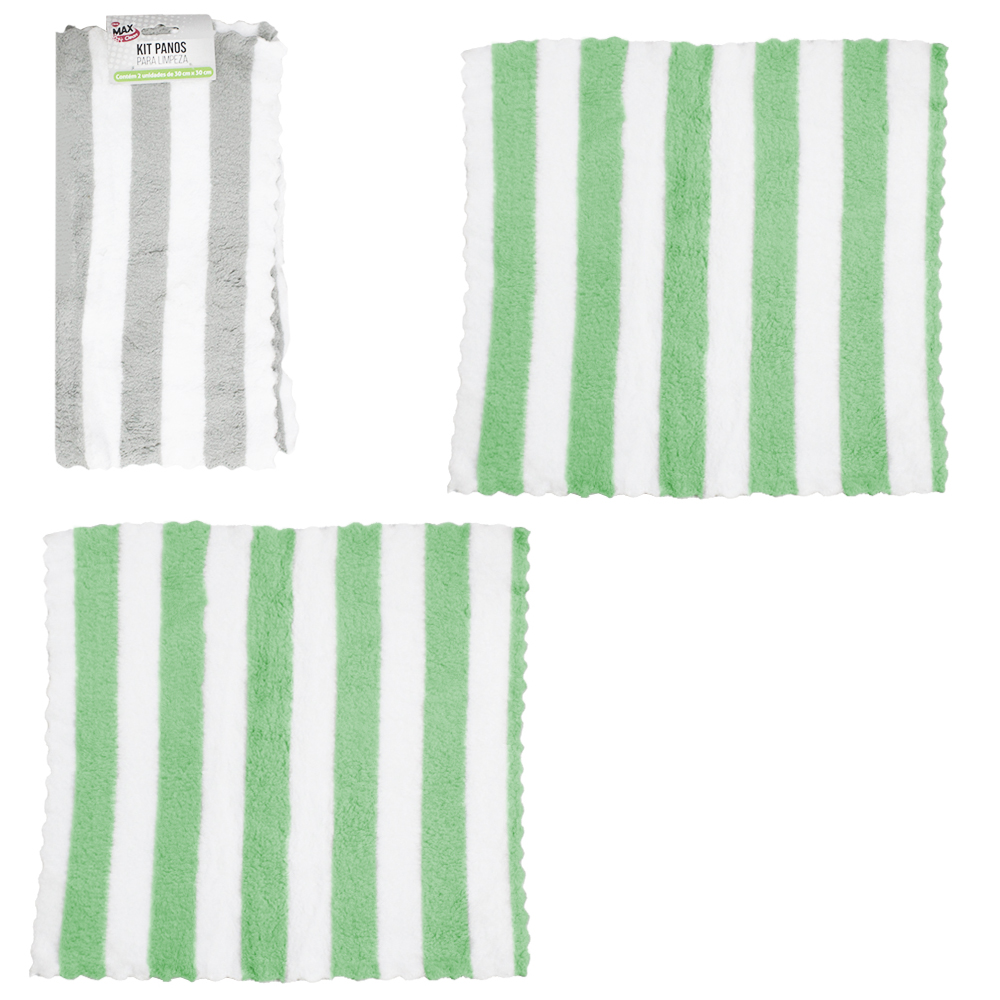 PANO DE LIMPEZA DE POLIESTER MULTIUSO MAX CLEAN COM 2 PECAS 30X30CM