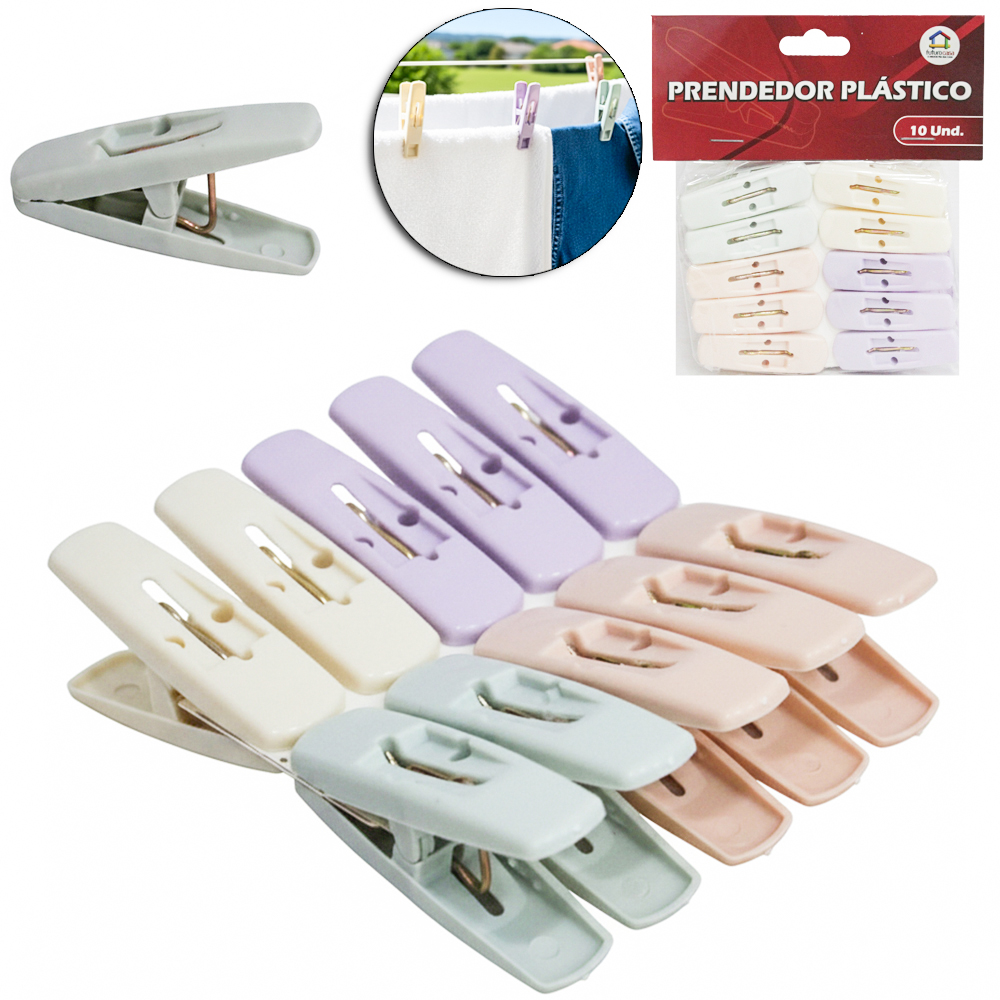 PRENDEDOR DE ROUPA DE PLASTICO COLORS COM 10 PECAS 6,5X1,8CM