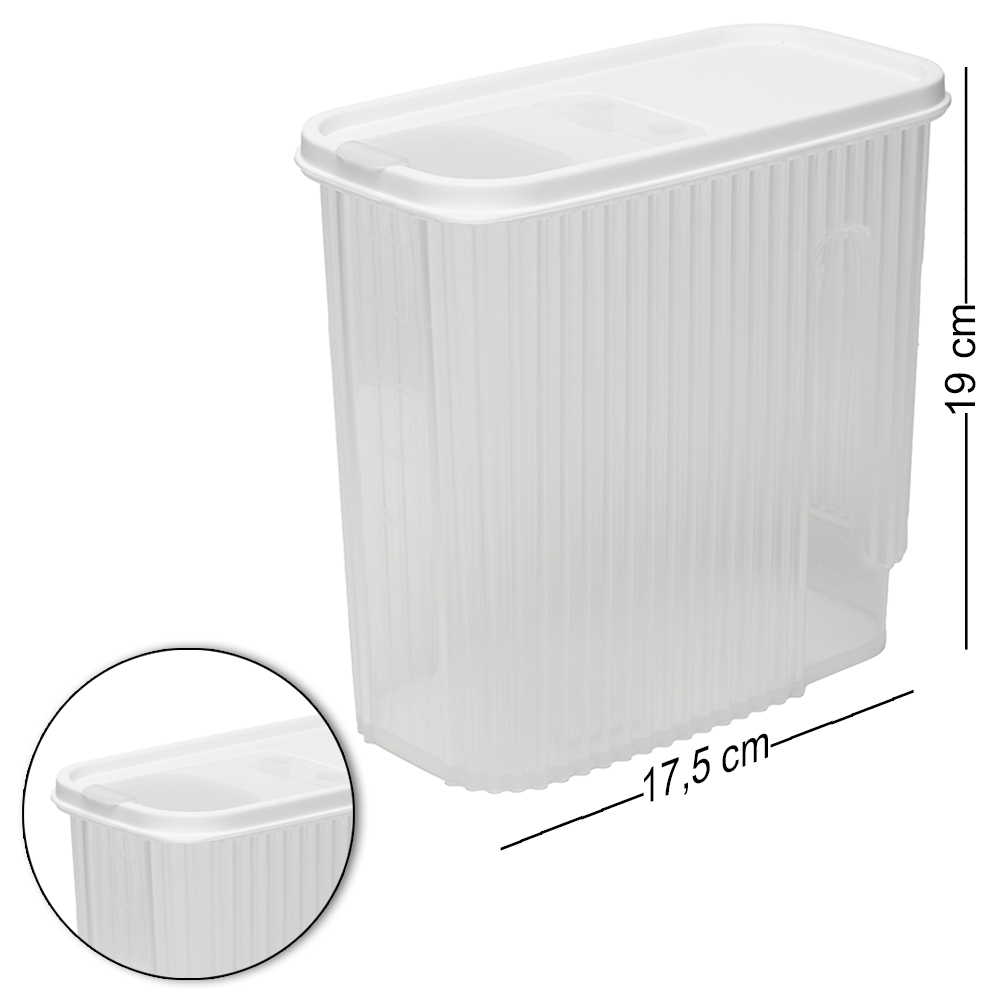 POTE DE PLASTICO RETANGULAR COM TAMPA IVORY BRANCA 1,7L 19X17,5X9,5CM