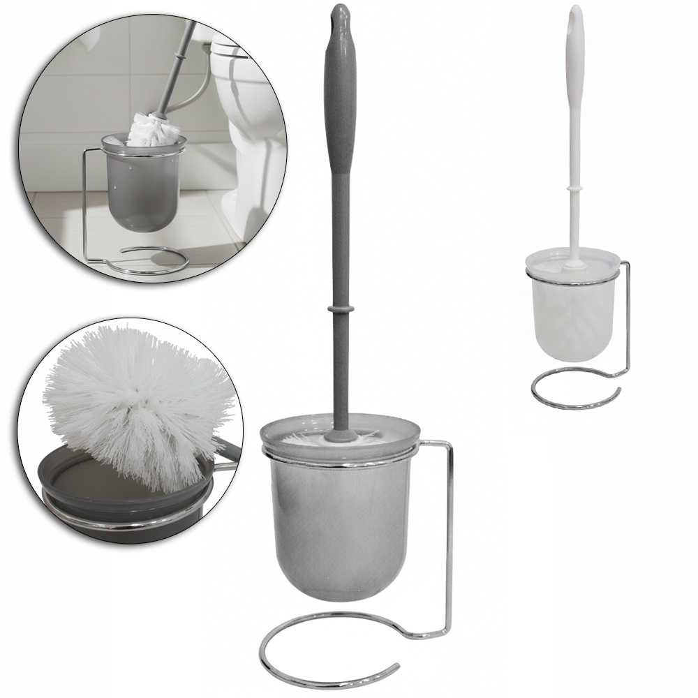 ESCOVA SANITARIA DE PLASTICO COM SUPORTE DE METAL 37CM