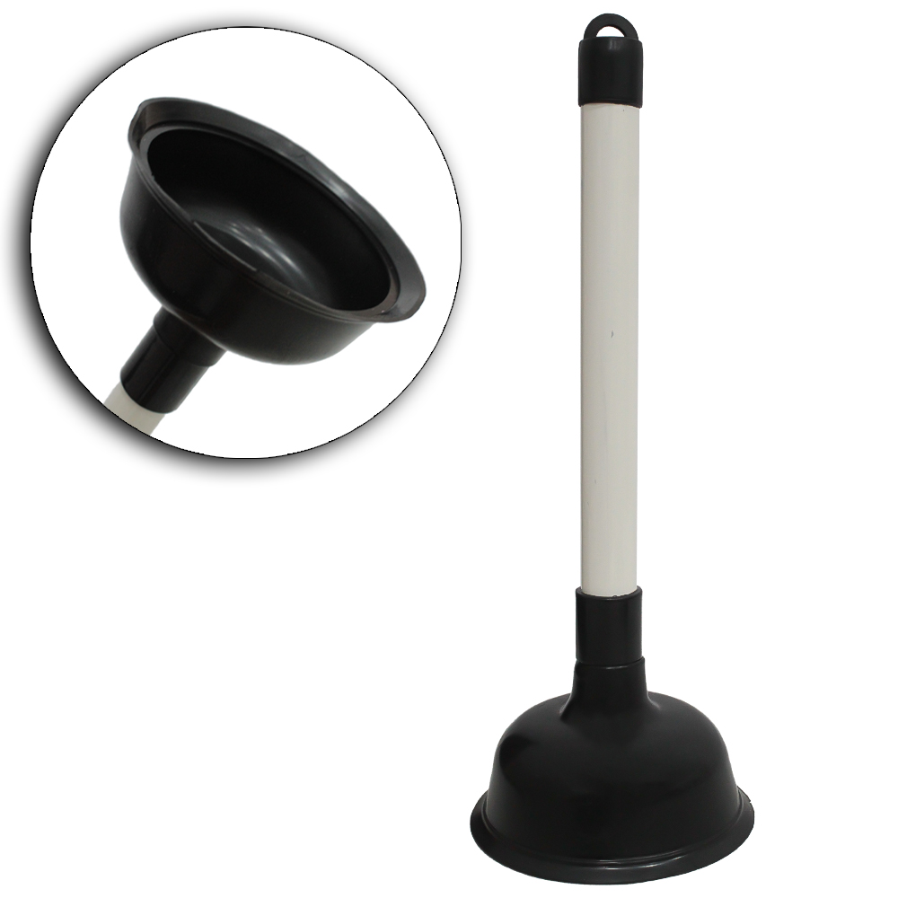 DESENTUPIDOR DE PIA DE BORRACHA CABO MADEIRA 30X10,5CM DE Ø