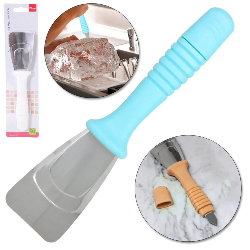 ESPATULA PARA LIMPEZA DE CONGELADOR REMOVEDOR DE GELO DE INOX CABO PLASTICO 20X4CM