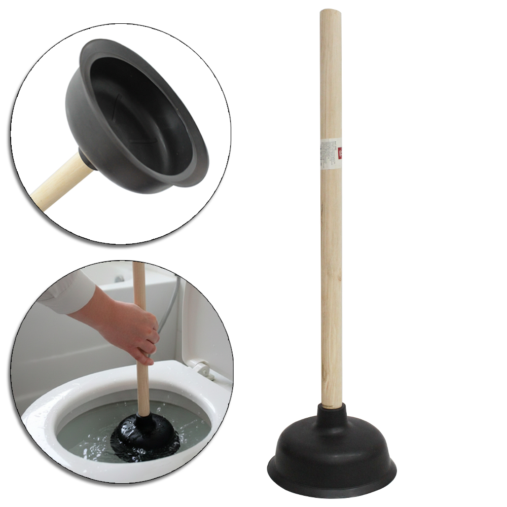 DESENTUPIDOR DE PIA DE BORRACHA CABO MADEIRA 49X13,5CM DE Ø