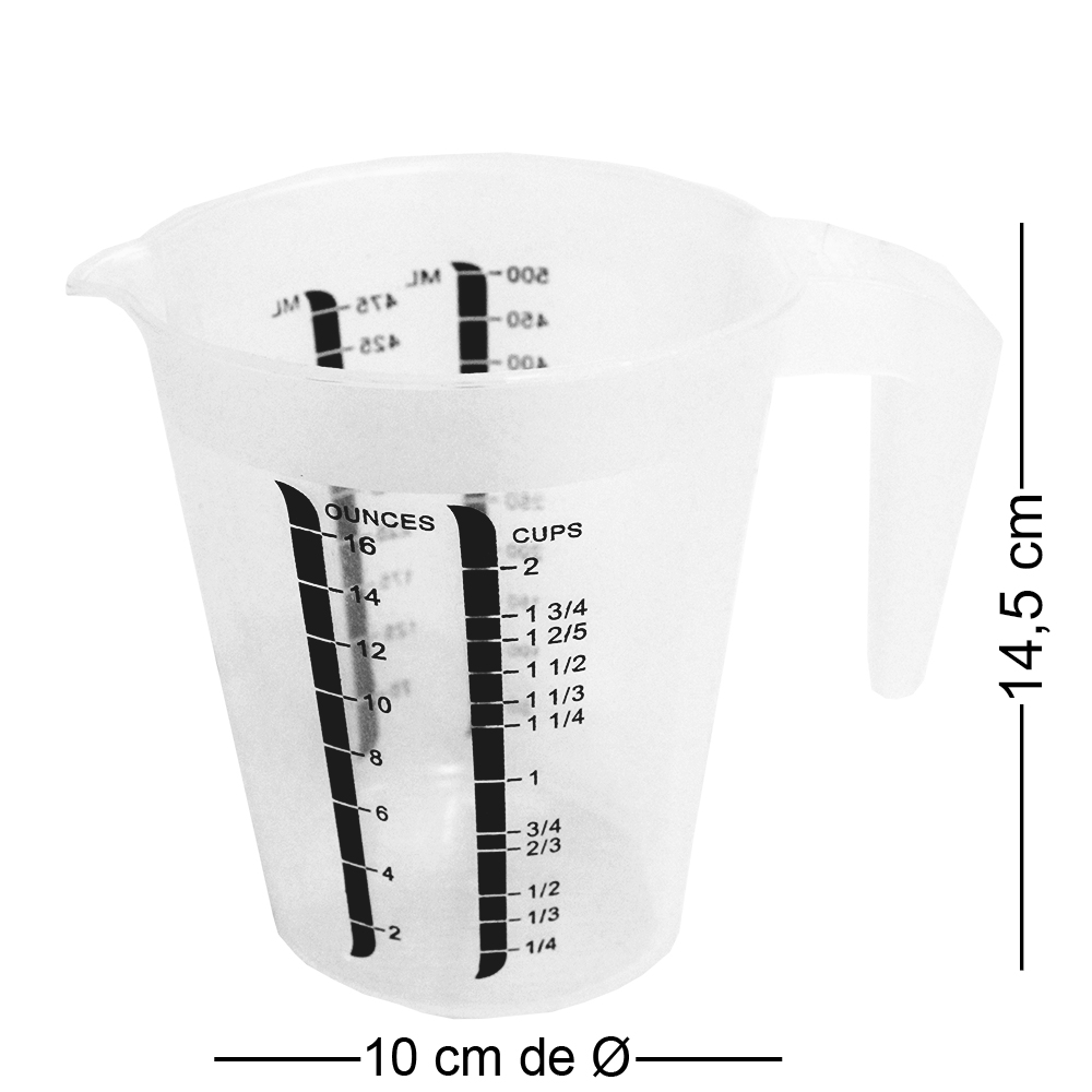 COPO JARRA DE MEDIDA / DOSADOR GRADUADO DE PLASTICO CASA NOBRE 500ML