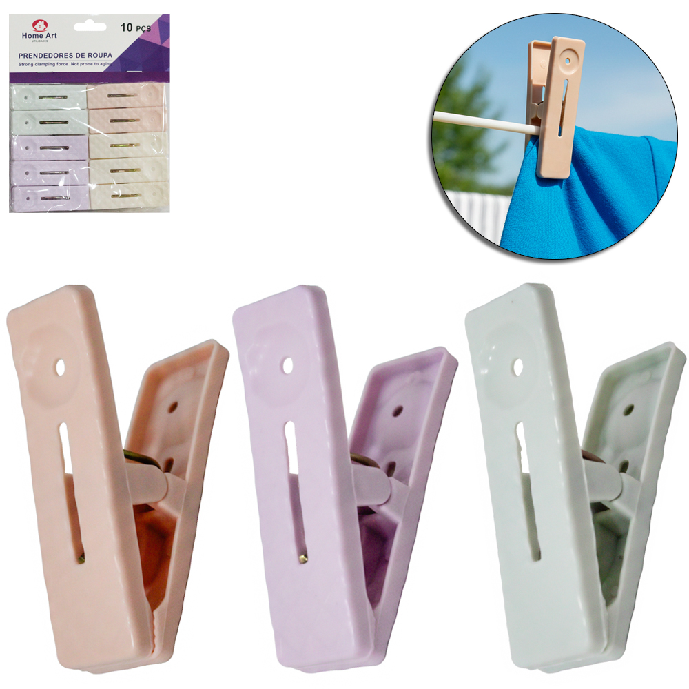 PRENDEDOR DE ROUPA DE PLASTICO COLORS COM 10 PECAS 6X2CM