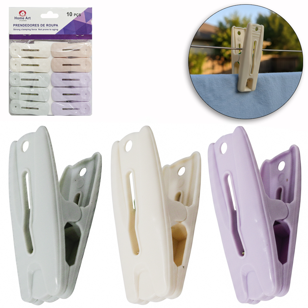 PRENDEDOR DE ROUPA DE PLASTICO COLORS COM 10 PECAS 6X2,5CM