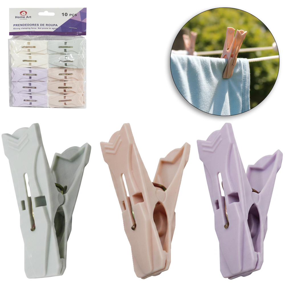 PRENDEDOR DE ROUPA DE PLASTICO COLORS COM 10 PECAS 6,3X2CM