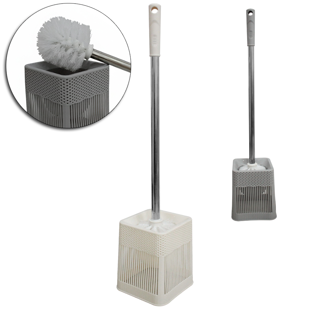 ESCOVA SANITARIA COM SUPORTE DE PLASTICO QUADRADO VAZADO  INOVA 53X12CM