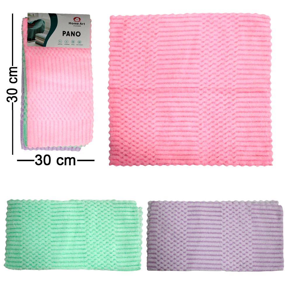 PANO DE LIMPEZA DE POLIESTER MULTIUSO COM 3 PECAS 30X30CM