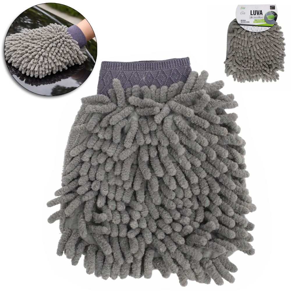 LUVA DE MICROFIBRA PARA LIMPEZA MULTIUSO 21X13CM
