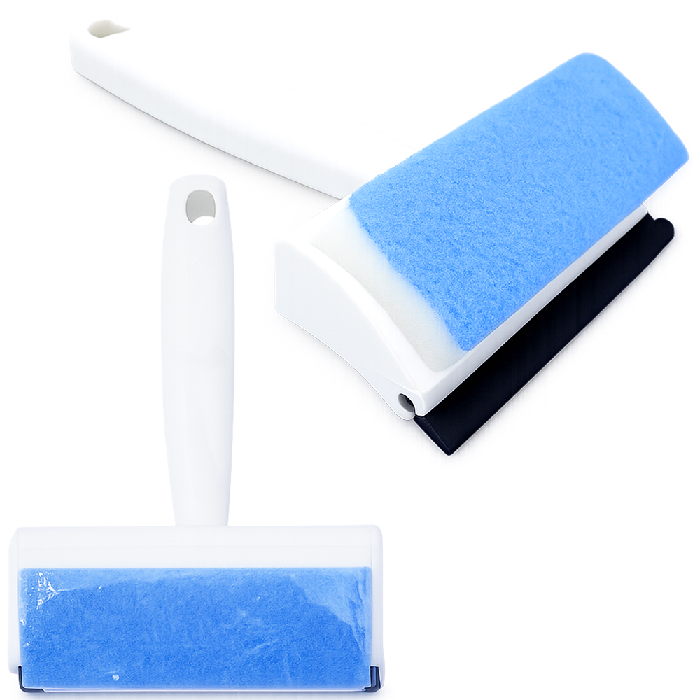 RODO LIMPA VIDRO COM ESPONJA / BUCHA ABRASIVA CABO PLASTICO 18,5X12CM