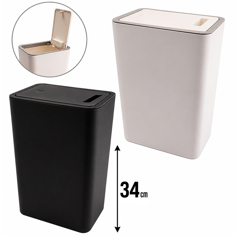 LIXEIRA DE PLASTICO RETANGULAR COM TAMPA CLICK 12,5L 34X25,5X17CM