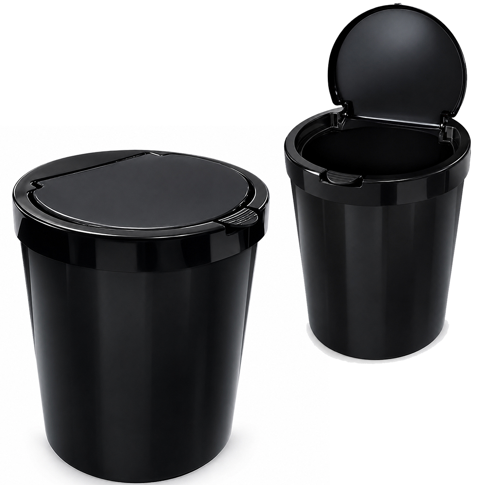 LIXEIRA DE PLASTICO REDONDA PRETA COM TAMPA CLICK 10L