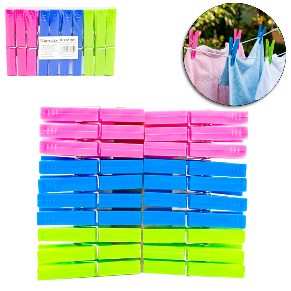 PRENDEDOR DE ROUPA DE PLASTICO COM 20 PECAS 8,8X1,2CM