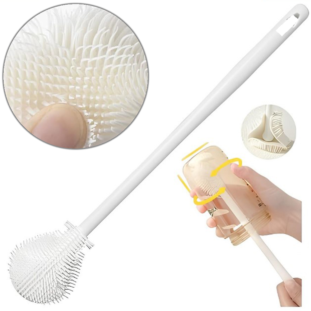 ESCOVA LAVA GARRAFA / COPO DE SILICONE MULTIUSO CABO PLASTICO MAX CLEAN 28,5X5CM 