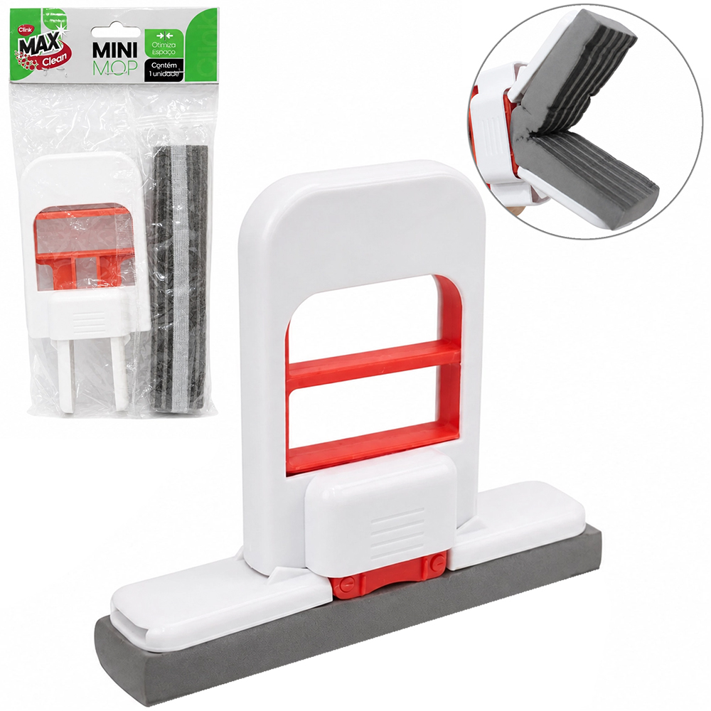 MINI RODO MOP ESPONJA RETRATIL 15,5CM CABO PLASTICO MAX CLEAN 12,5CM 