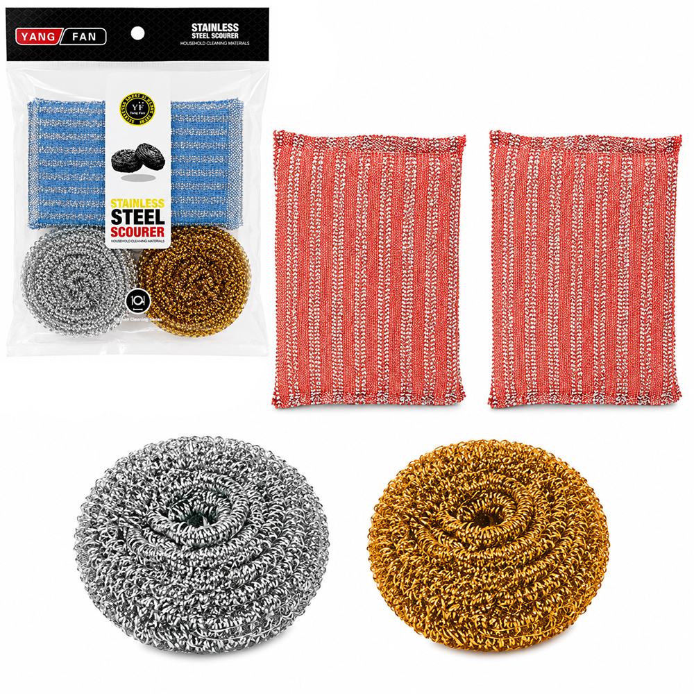 ESPONJA / BUCHA REDONDA COM 2 PECAS 7CM DE Ø + 2 ANTI-RISCO 13X9CM NEX HOME