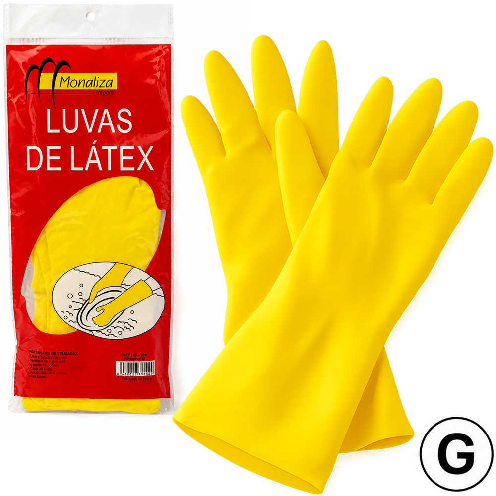 LUVA DE LATEX AMARELA MULTIUSO GRANDE