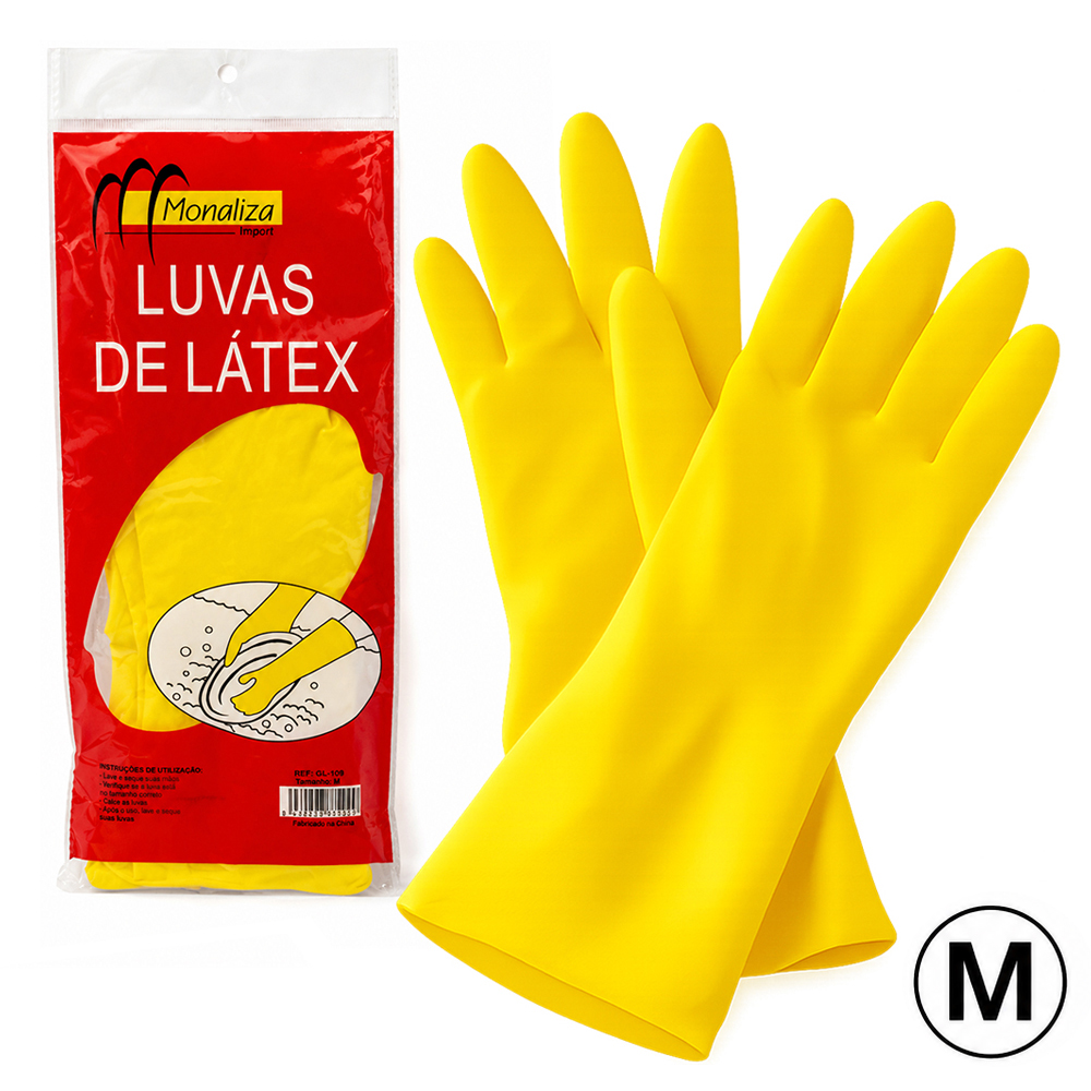 LUVA DE LATEX AMARELA MULTIUSO MEDIA