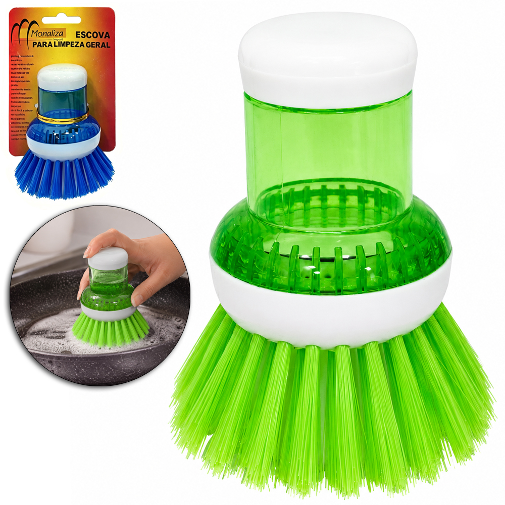 ESCOVA COM DISPENSER PARA DETERGENTE 9X6,5CM DE Ø 