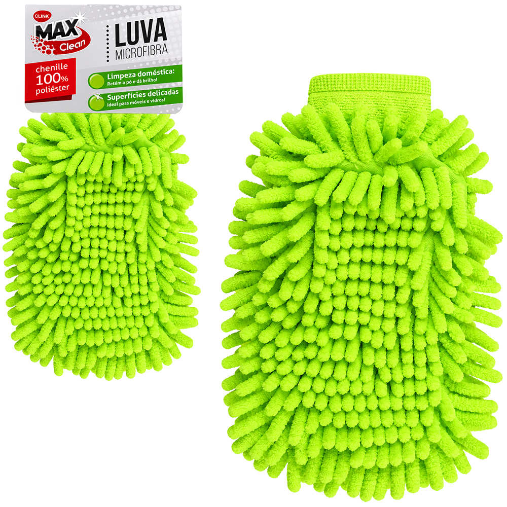LUVA DE MICROFIBRA PARA LIMPEZA MULTIUSO CHENILLE MAX CLEAN 25X14CM