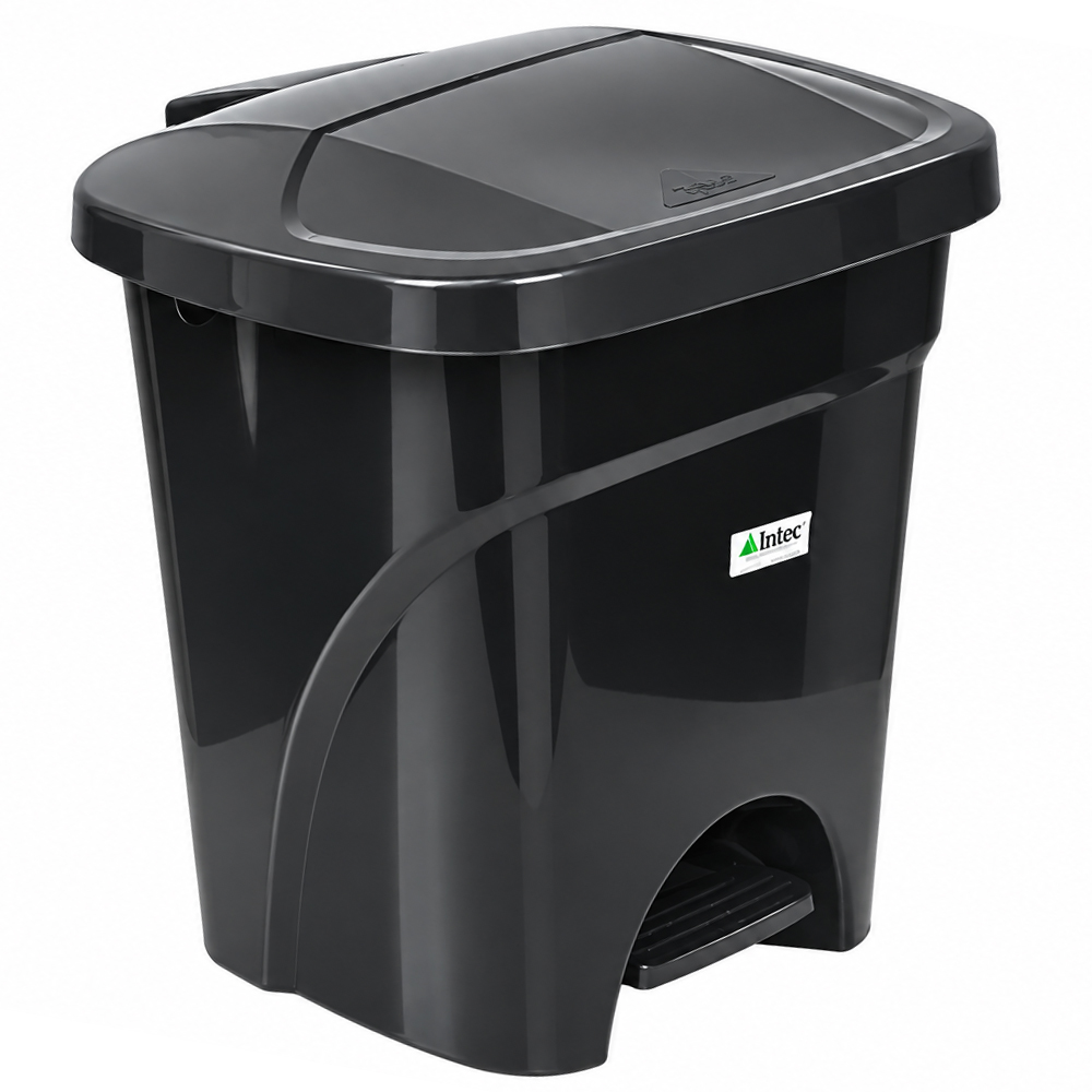 LIXEIRA COM PEDAL DE PLASTICO QUADRADA COM TAMPA PRETA 21L 41X35X33CM