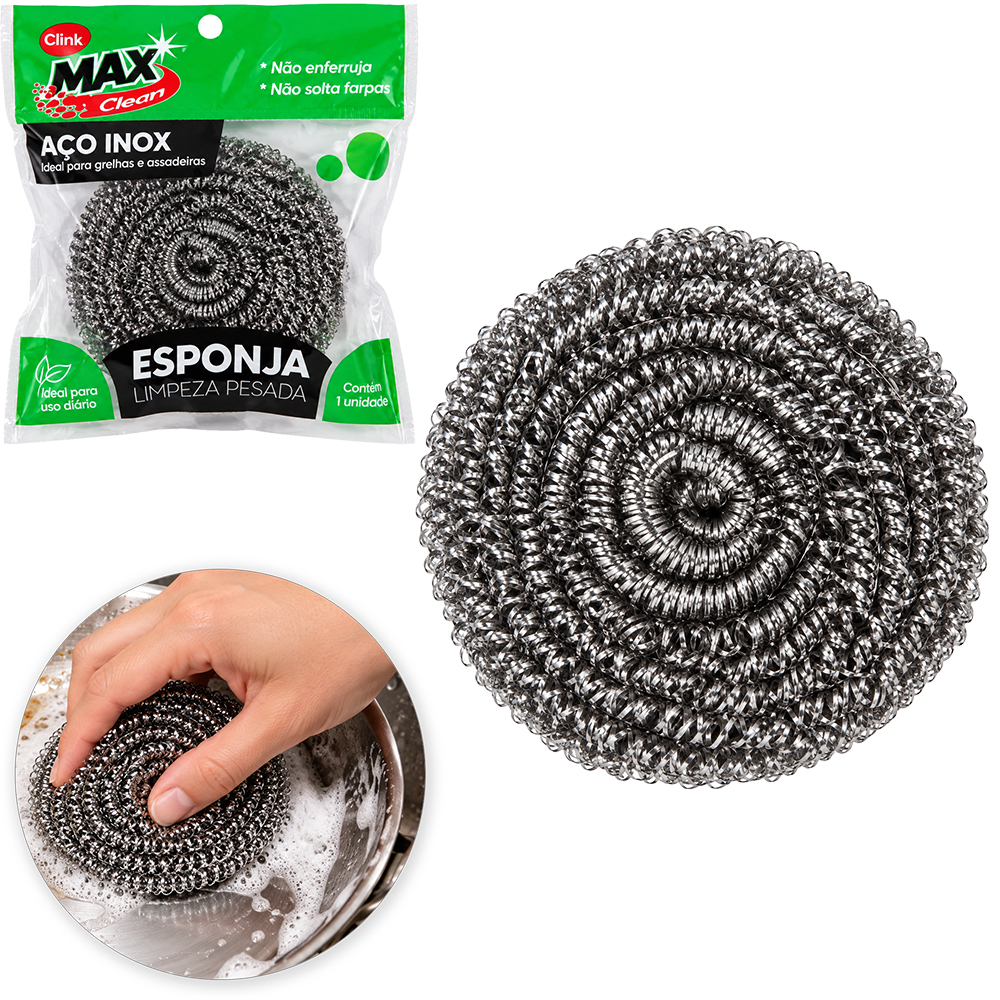 ESPONJA / BUCHA DE ACO PARA LIMPEZA MAX CLEAN 7,5CM DE Ø