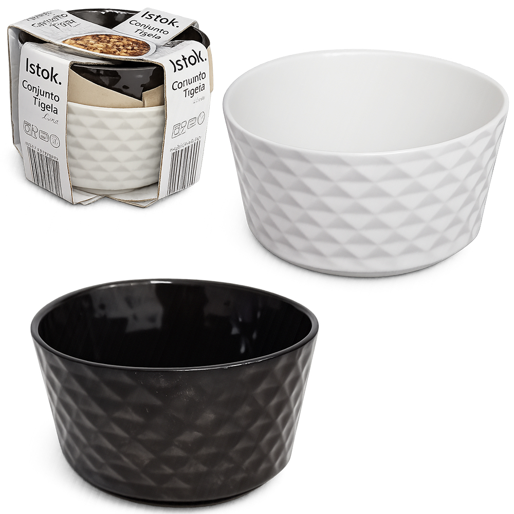 JOGO DE TIGELA DE PORCELANA REDONDA LUNA COM 2 PECAS 385ML