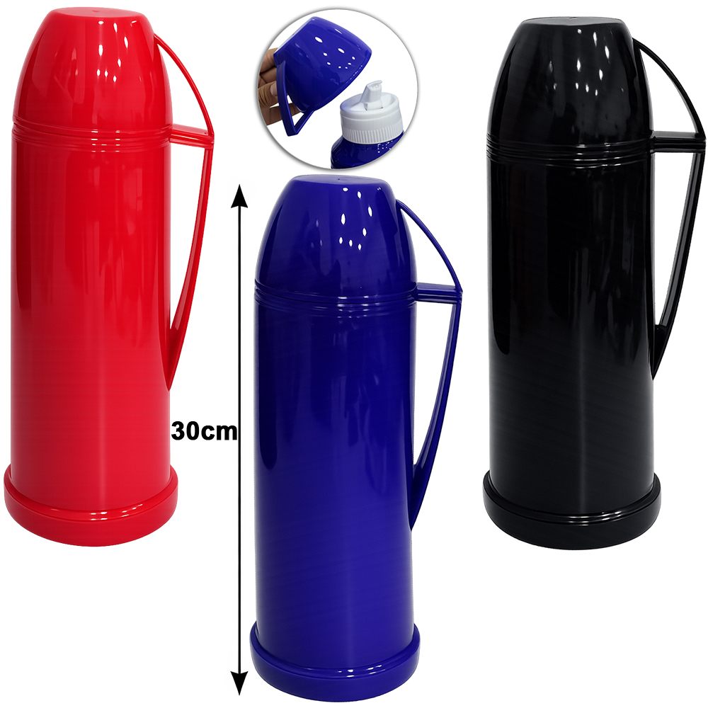 GARRAFA TERMICA COM AMPOLA DE VIDRO SANTIAGO AZUL / PRETA / VERMELHA 1L