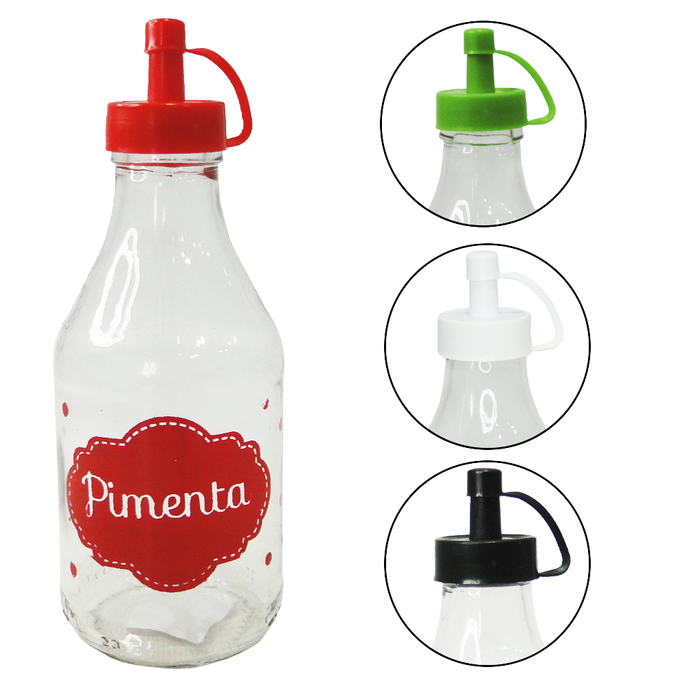 PIMENTEIRO DE VIDRO COQUINHO COM TAMPA DE PLASTICO COLORS 180ML