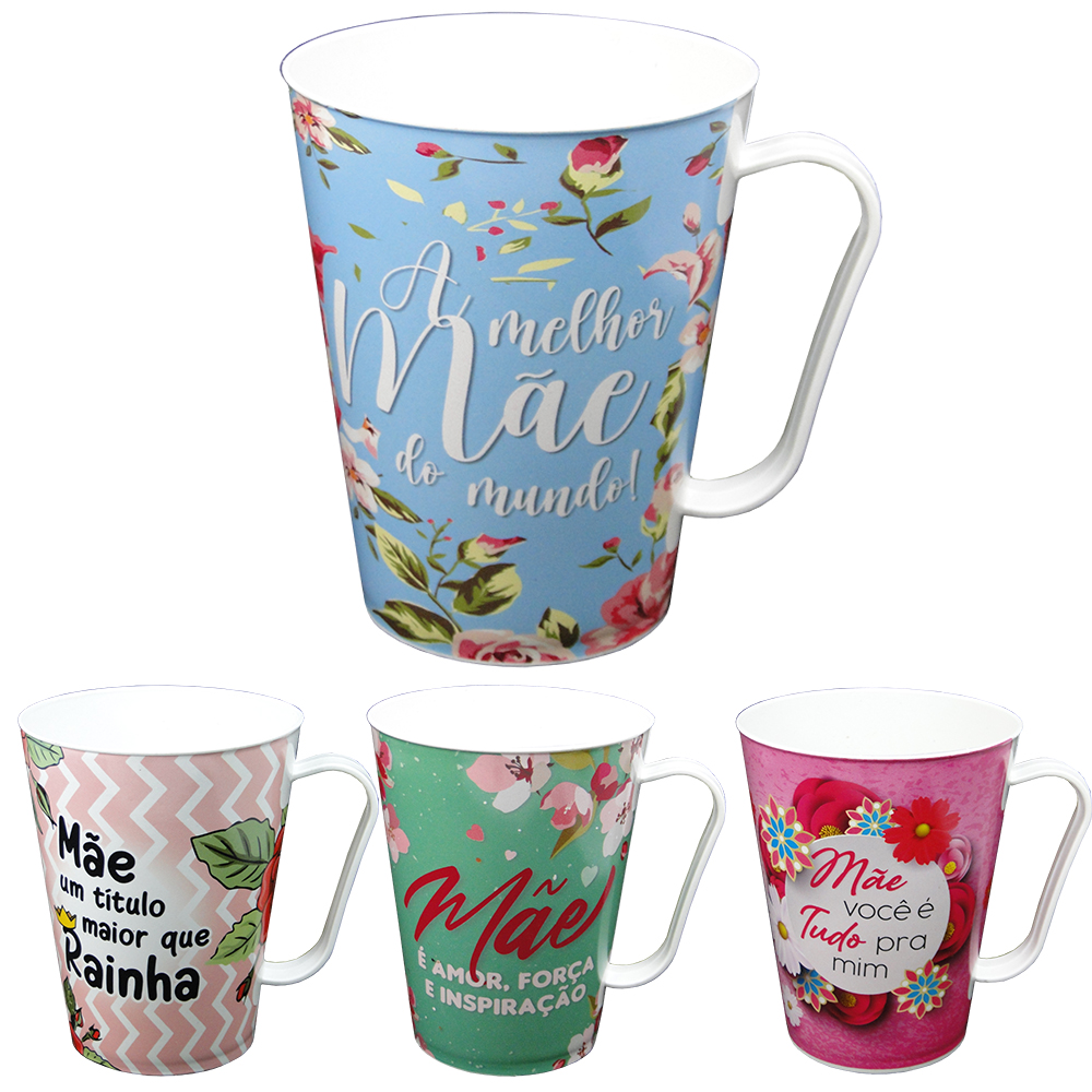 CANECA DE PLASTICO MAE SORTIDAS 430ML