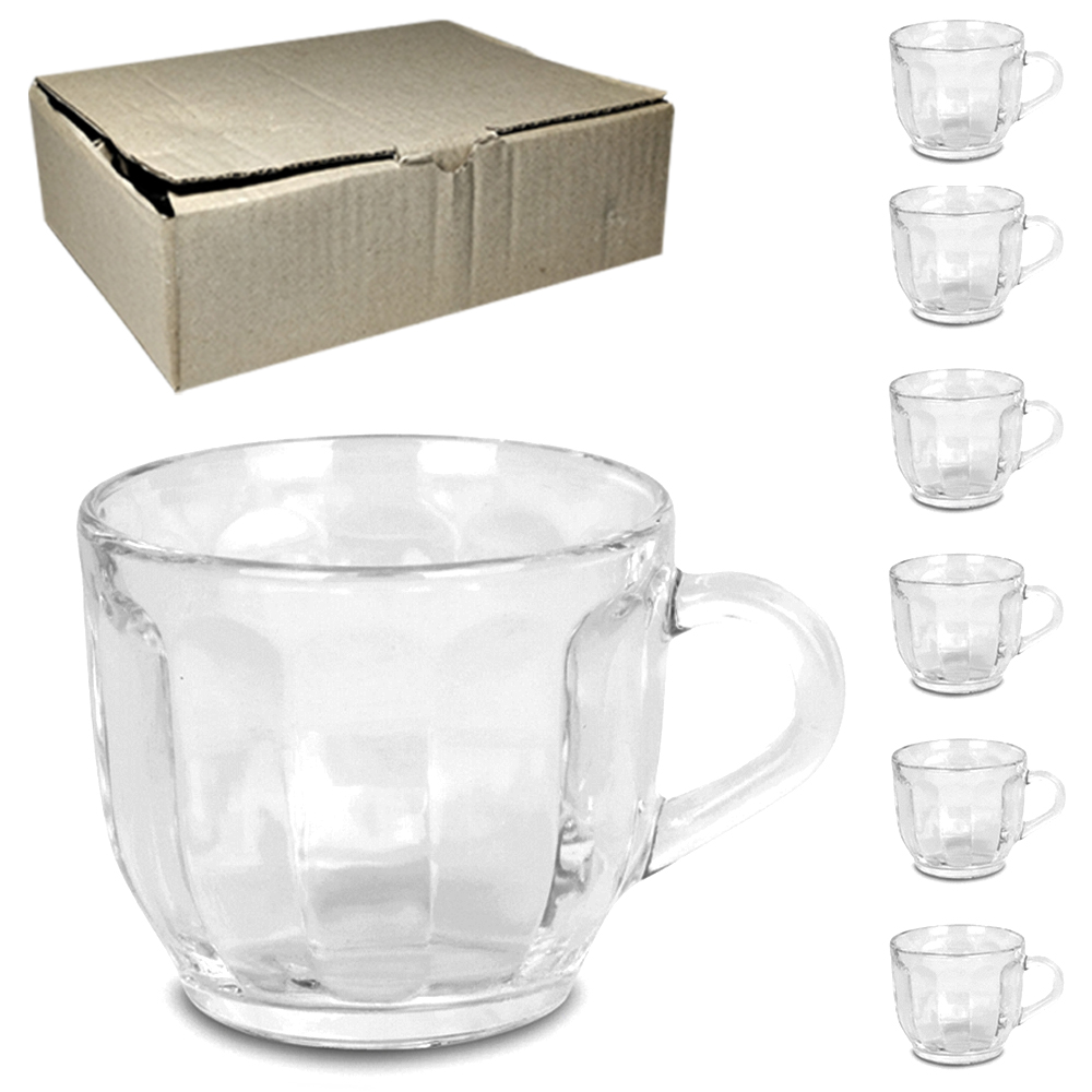 JOGO DE CANECA XICARA DE VIDRO PARA CHA JADE COM 6 PECAS 165ML