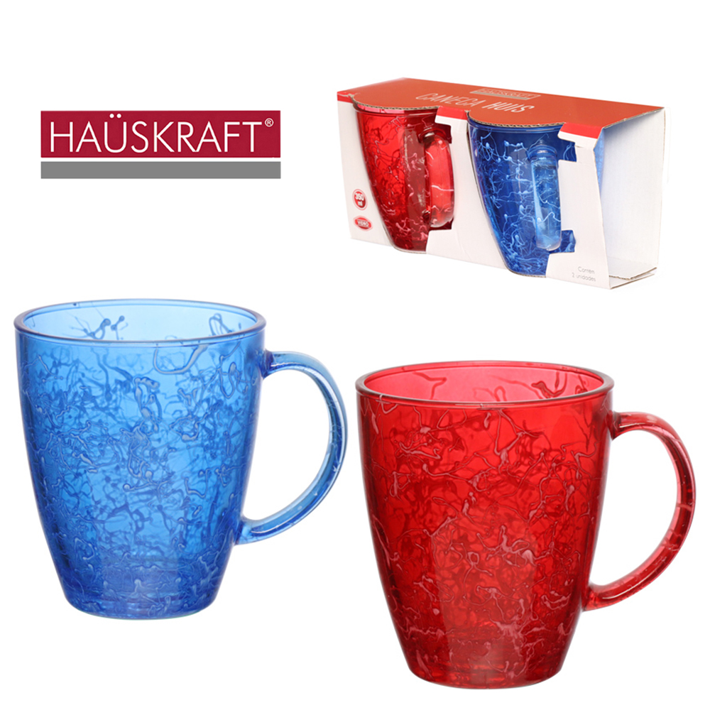 JOGO DE CANECA XICARA DE VIDRO PARA CAFE / CAPPUCCINO HUIS HAUSKRAFT COM 2 PECAS 350ML