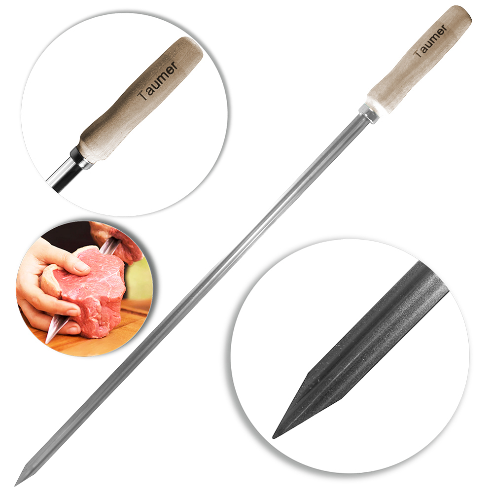 ESPETO SIMPLES PARA CORACAO CHURRASCO CABO MADEIRA 75CM