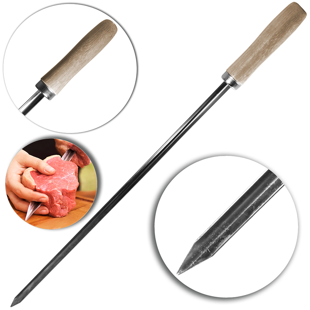 MINI ESPETO SIMPLES PARA CHURRASCO CABO MADEIRA 55CM 