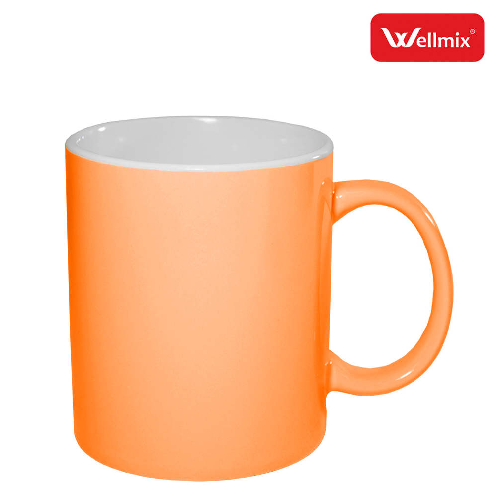 CANECA DE PORCELANA IRIS LARANJA E INTERIOR BRANCO 300ML