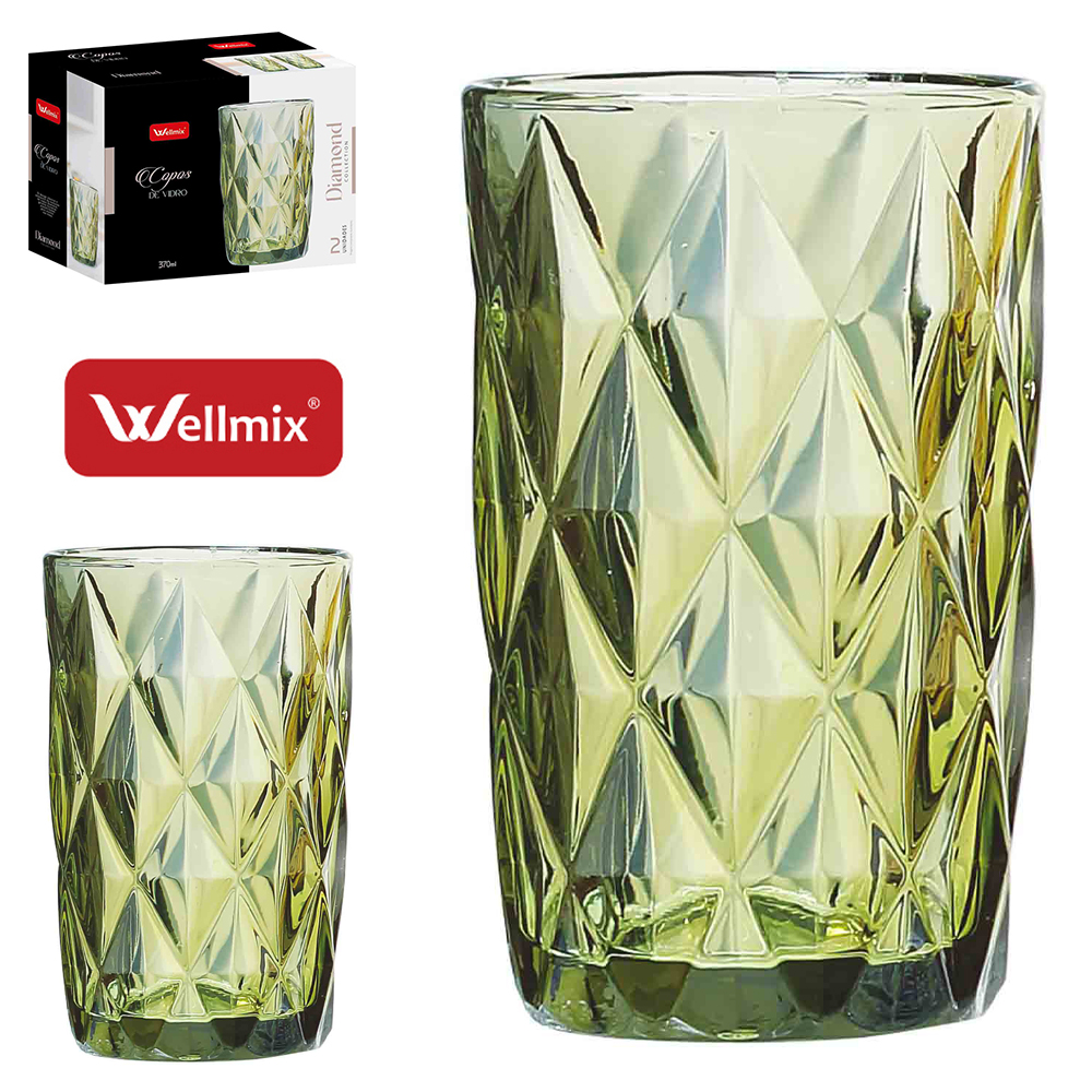 JOGO DE COPO DE VIDRO DIAMOND COLLECTION VERDE COM 2 PECAS 370ML