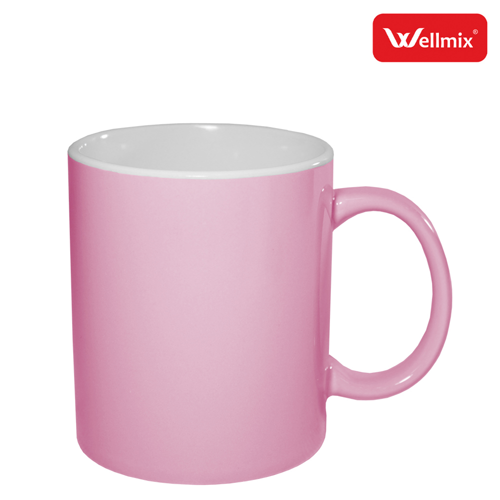 CANECA DE PORCELANA IRIS ROSA E INTERIOR BRANCO 300ML