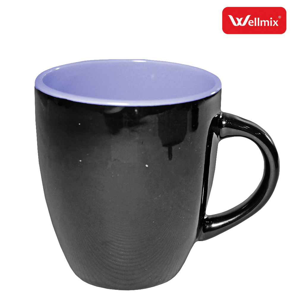 CANECA DE PORCELANA ORCHID PRETA E INTERIOR ROXO 310ML